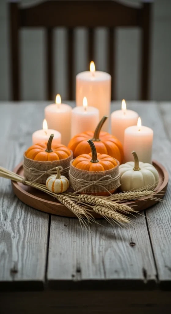 Rustic Burlap Pumpkin Display