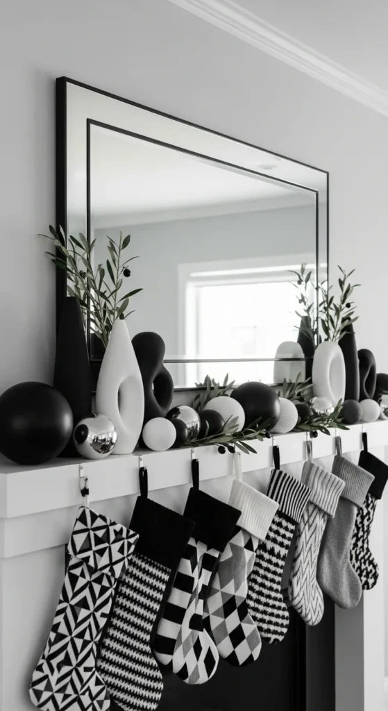 Modern Black and White Mantel
