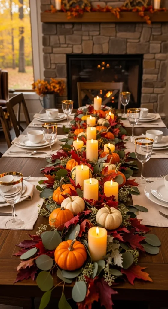 Floral Garland with Pumpkins