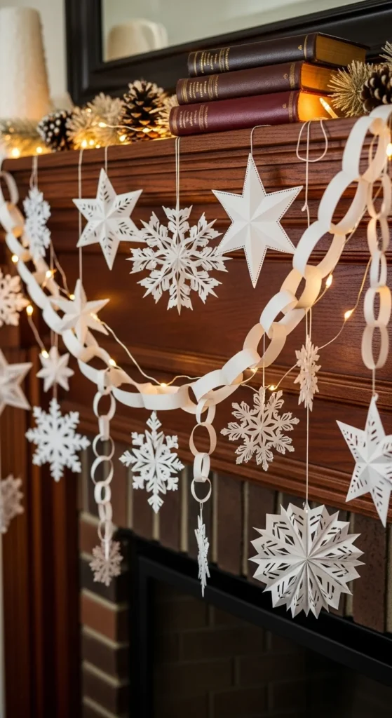 DIY Paper Garland Mantel