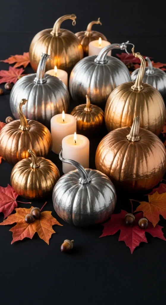  Metallic Painted Pumpkins