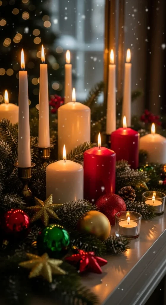 Cozy Candlelit Mantel