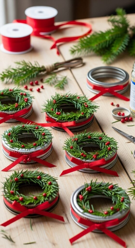 Mason Jar Lid Wreaths