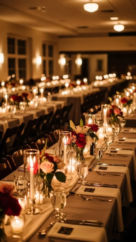 Candlelit Community Dinner Tables