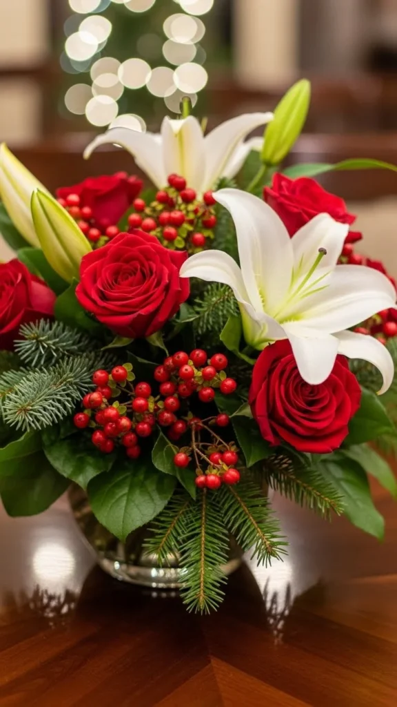 Classic Red and White Christmas Centerpiece