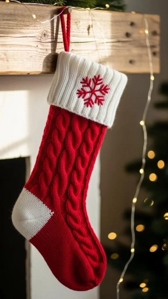Classic Red and White Knit Stocking