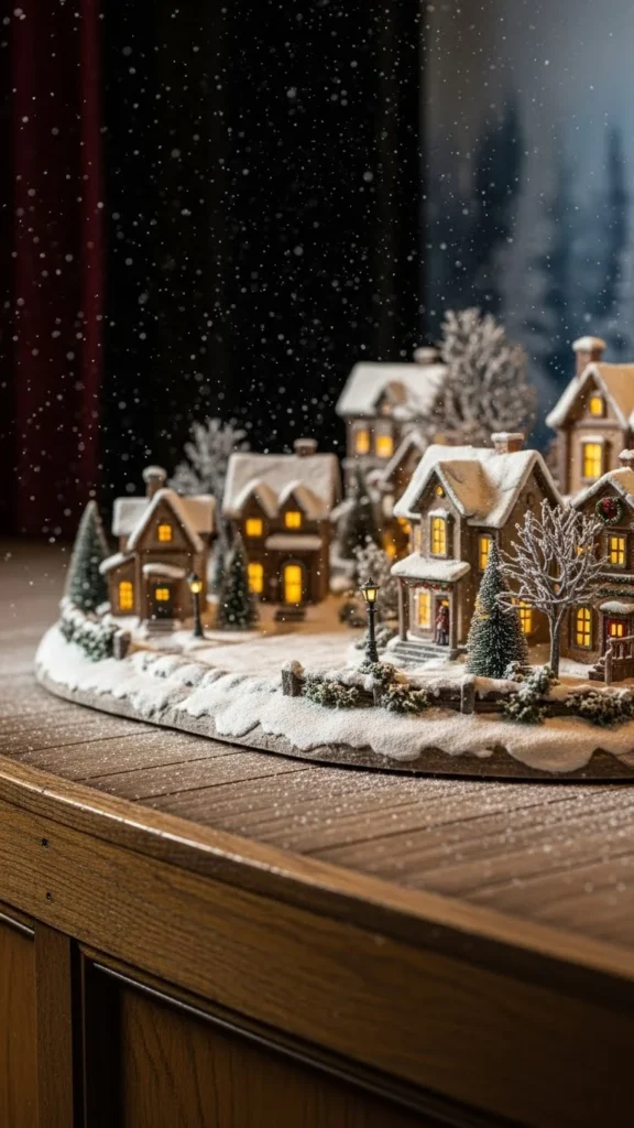 Classic Snowy Village Backdrop