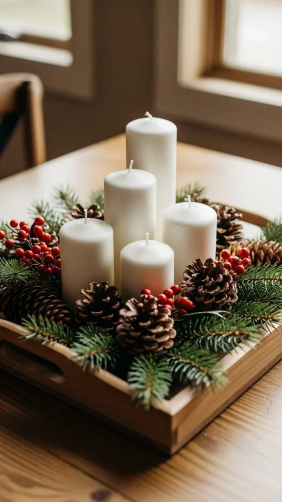 Evergreen Candle Tray