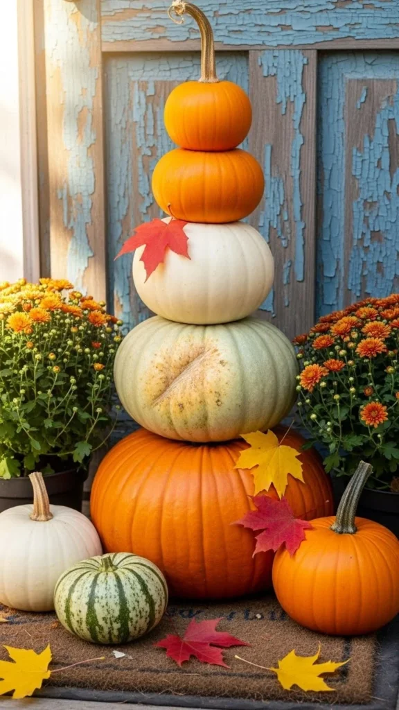 Rustic Pumpkin Stack Display