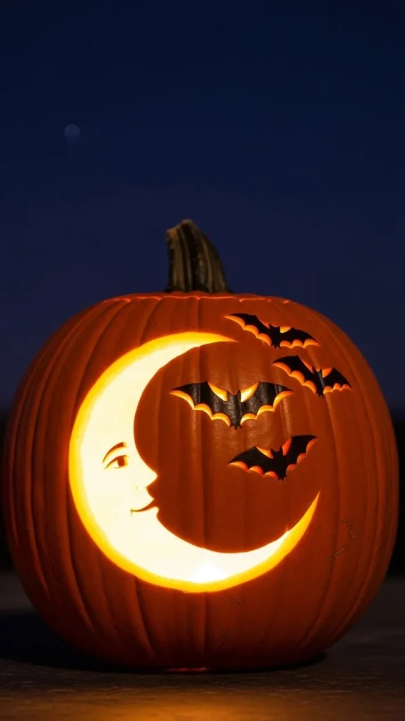 Moon and Bats Pumpkin