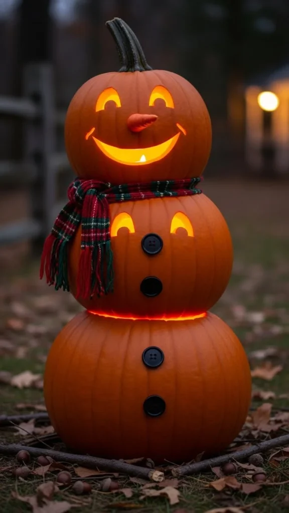 Pumpkin Snowman Stack