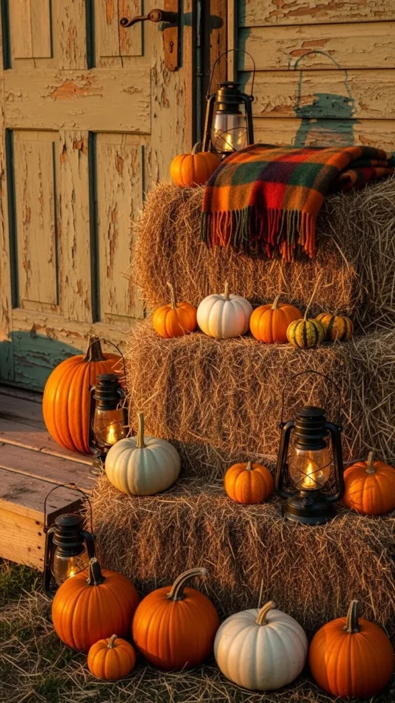 Hay Bale Porch Setup