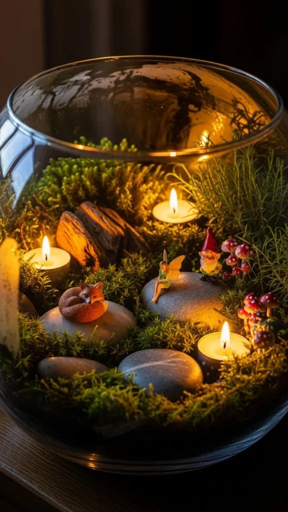 Mini Terrarium Candle Scene