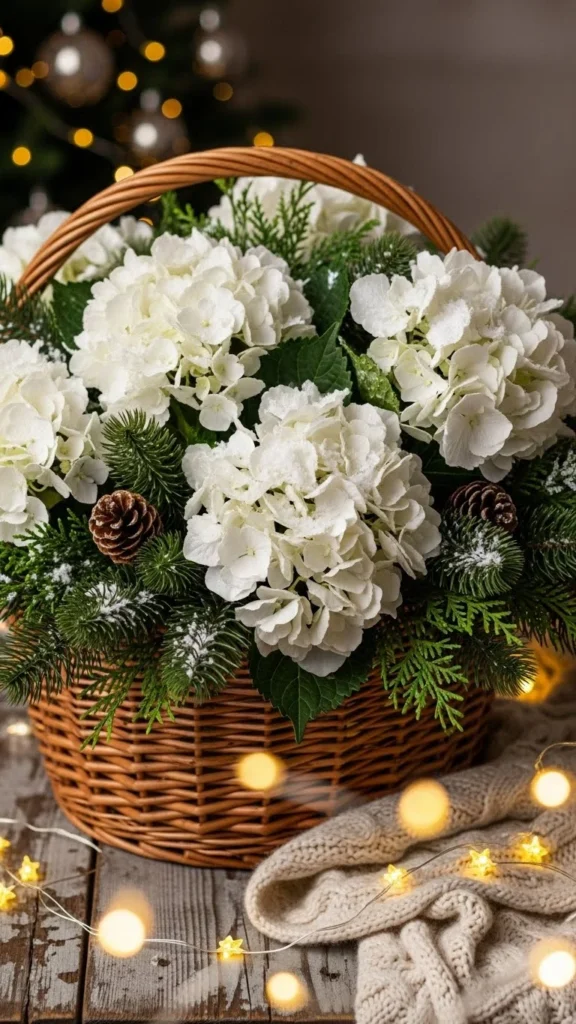 Snowy Hydrangea Basket