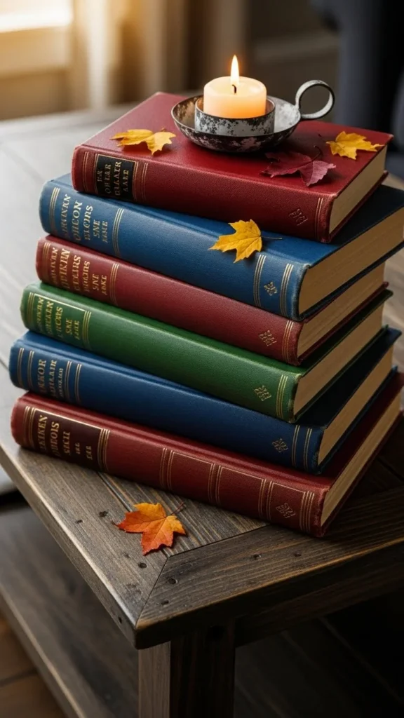 Book Stack Candle Display
