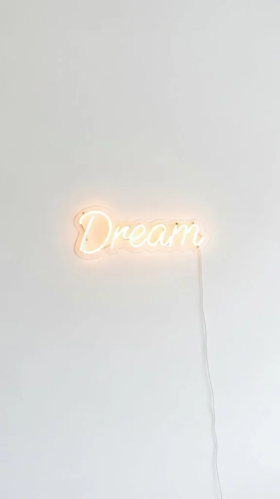 Neon Sign with Minimalist Wall