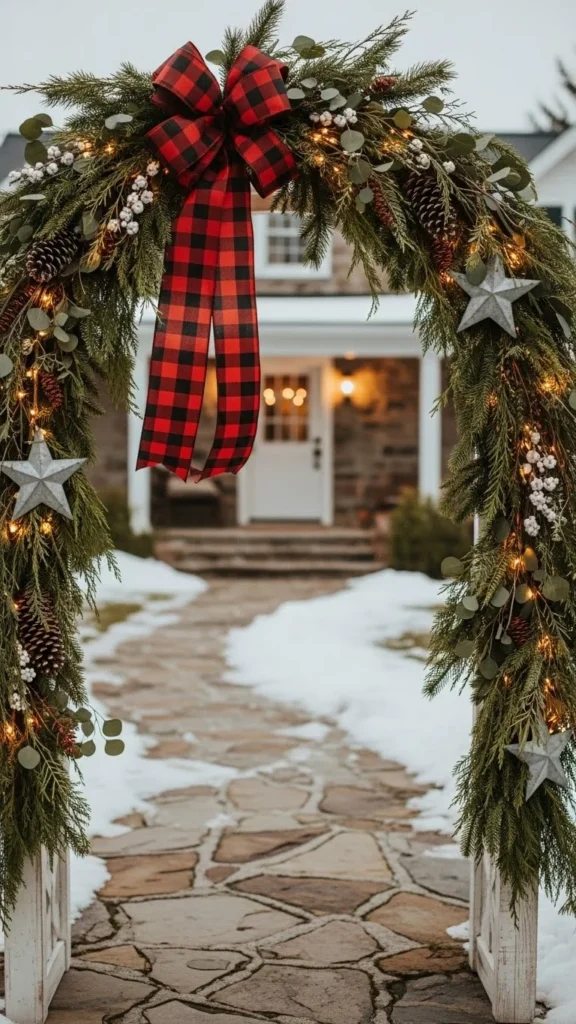 Plaid Ribbon Farmhouse Arch