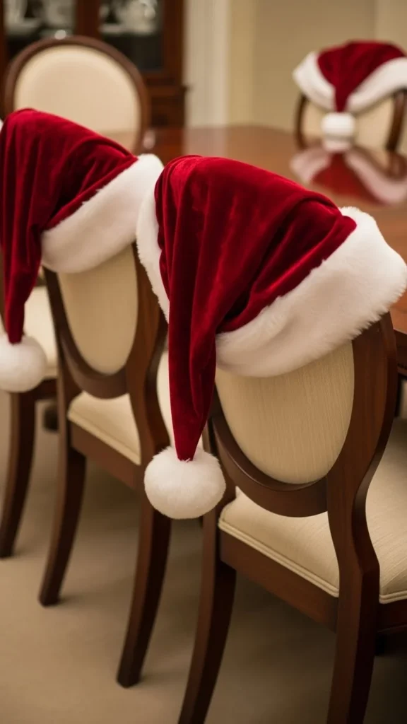 Santa Hat Chair Toppers