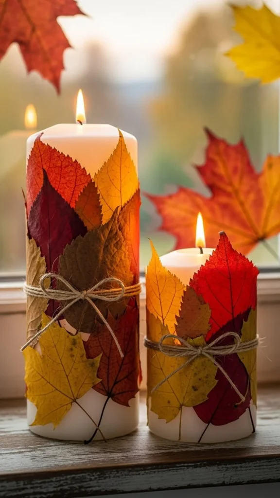Dried Leaf Candle Wraps