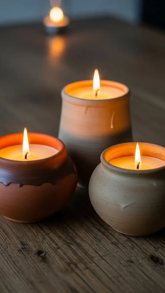 Earthy Clay Pot Candle Trio
