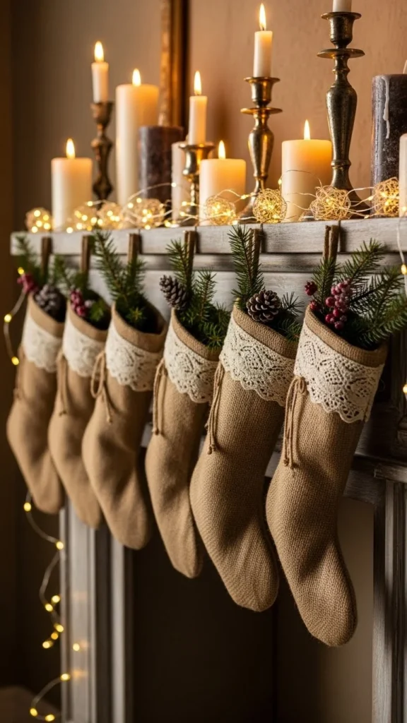 Burlap and Lace Stockings