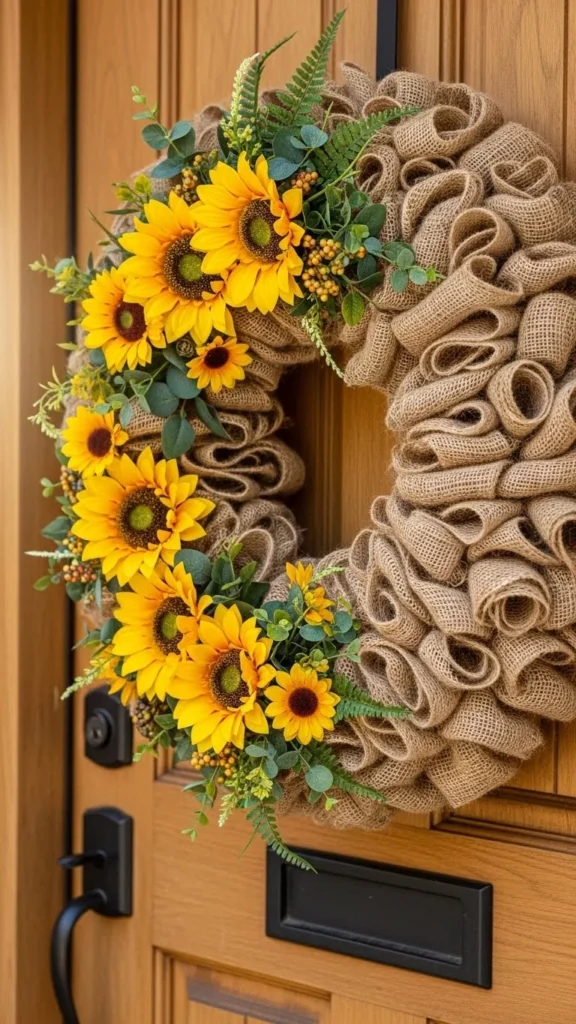 Burlap and Sunflower Wreath
