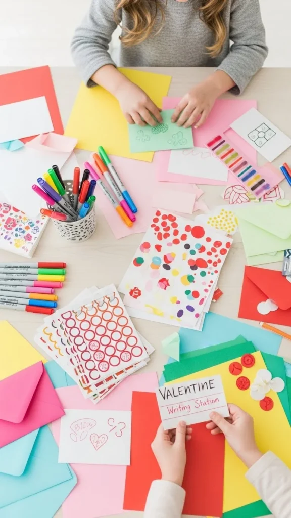 DIY Valentine Card Writing Station