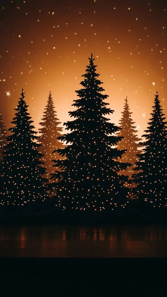 Evergreen Forest With Twinkle Lights