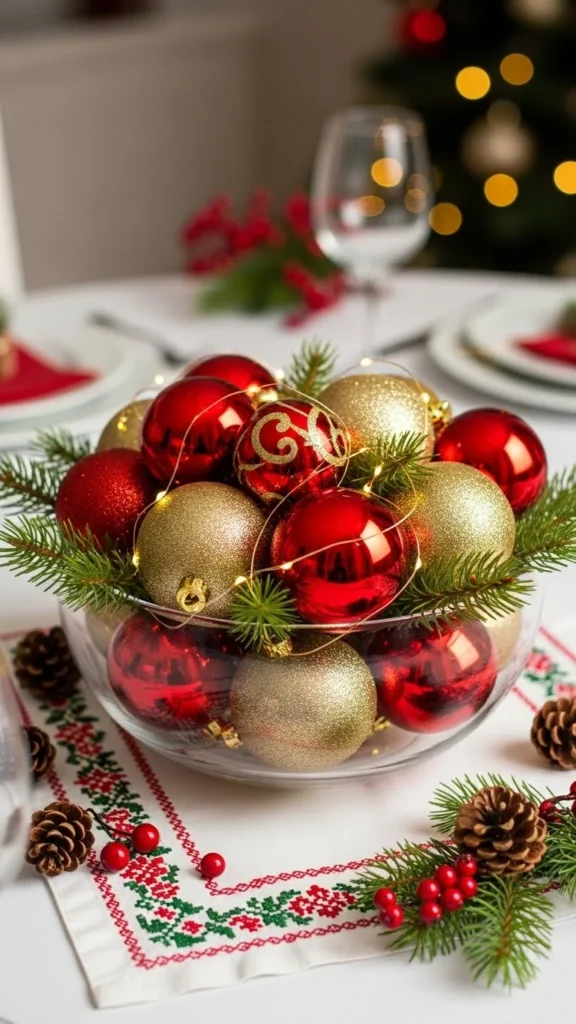 Ornament-Filled Centerpieces