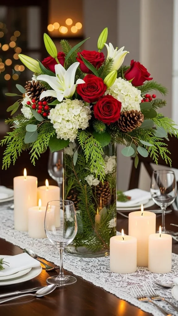 Red and White Floral Cylinder
