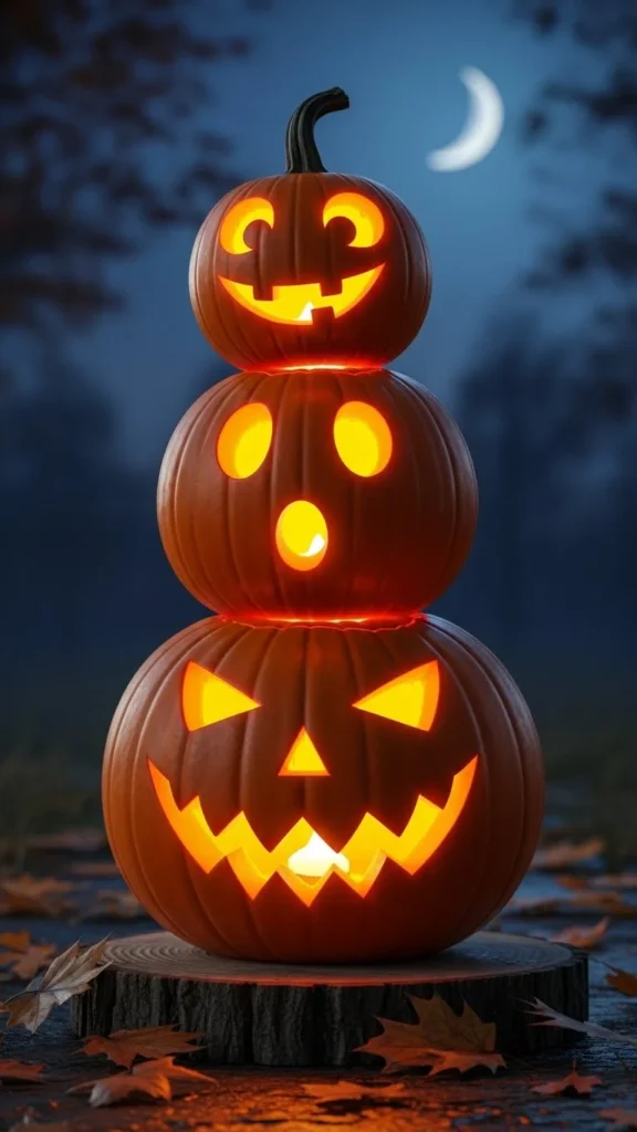 Stacked Face Pumpkins