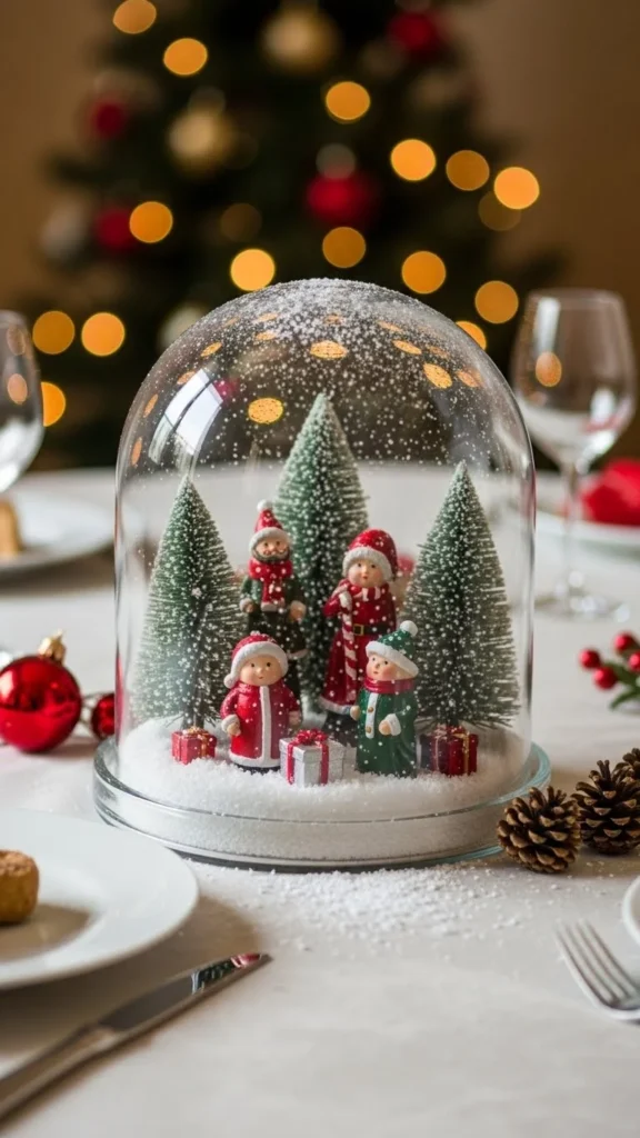 Glass Dome with Holiday Figurines
