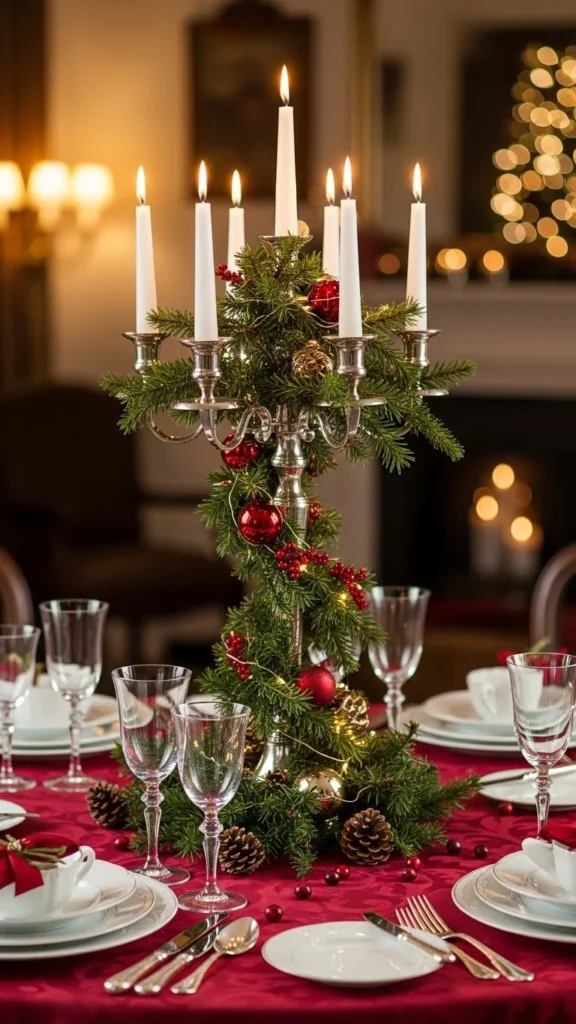 Garland-Wrapped Candelabra