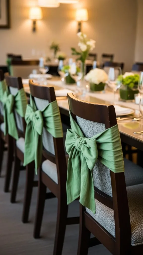 Green Fabric Chair Ties
