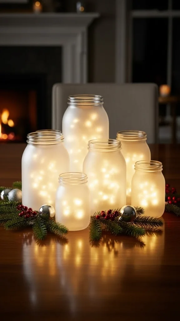 Frosted Glass Jars with LED Lights