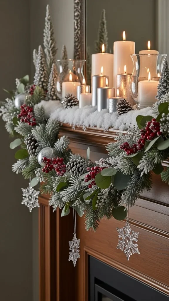 Faux Snowy Mantel Setup