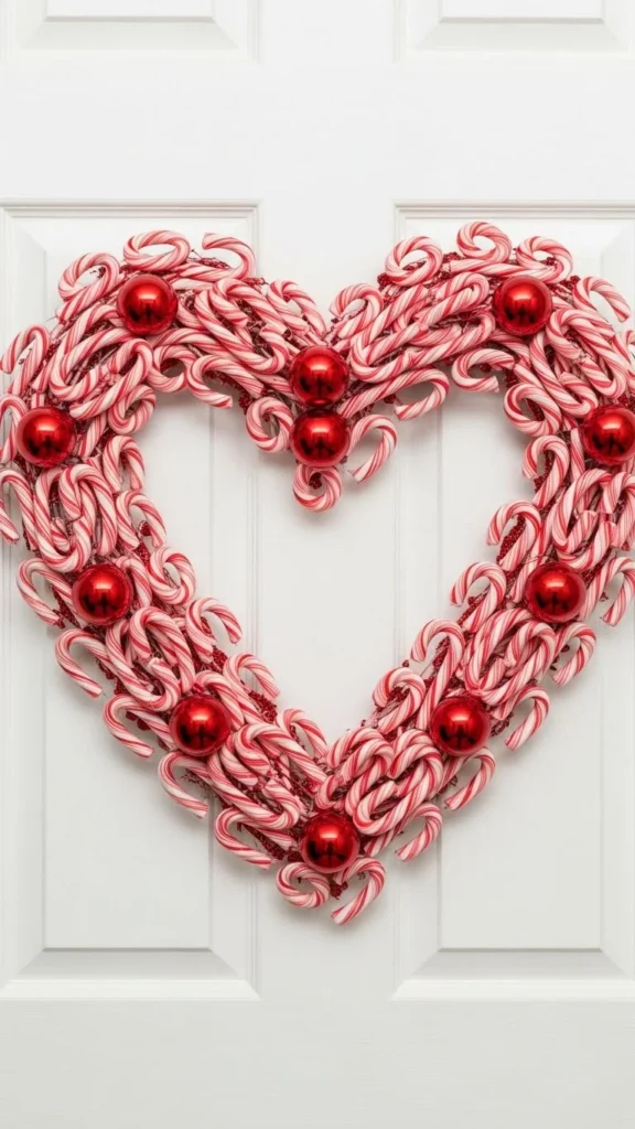 Candy Cane Heart Wreath