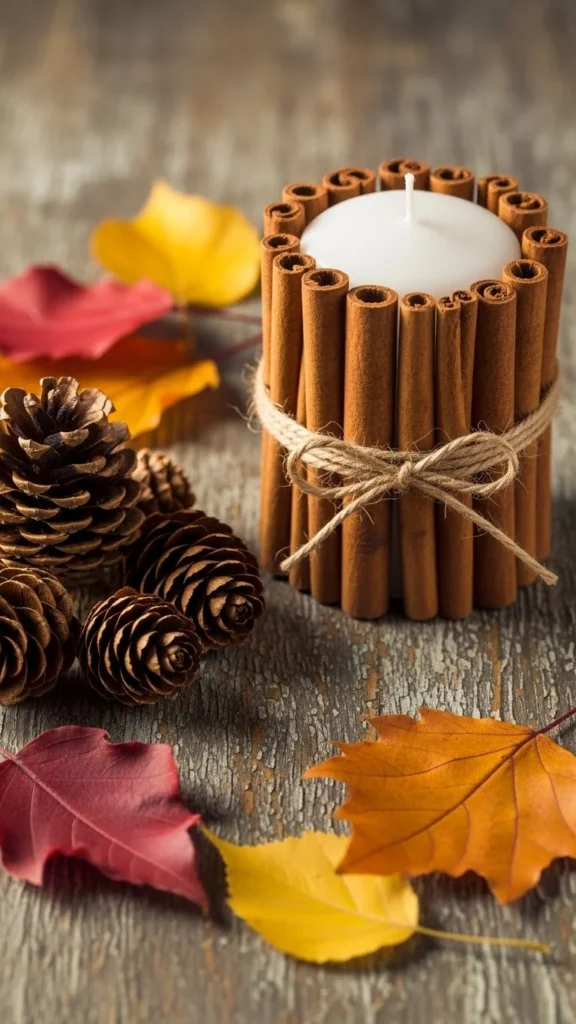 Cinnamon Stick Wrapped Candles