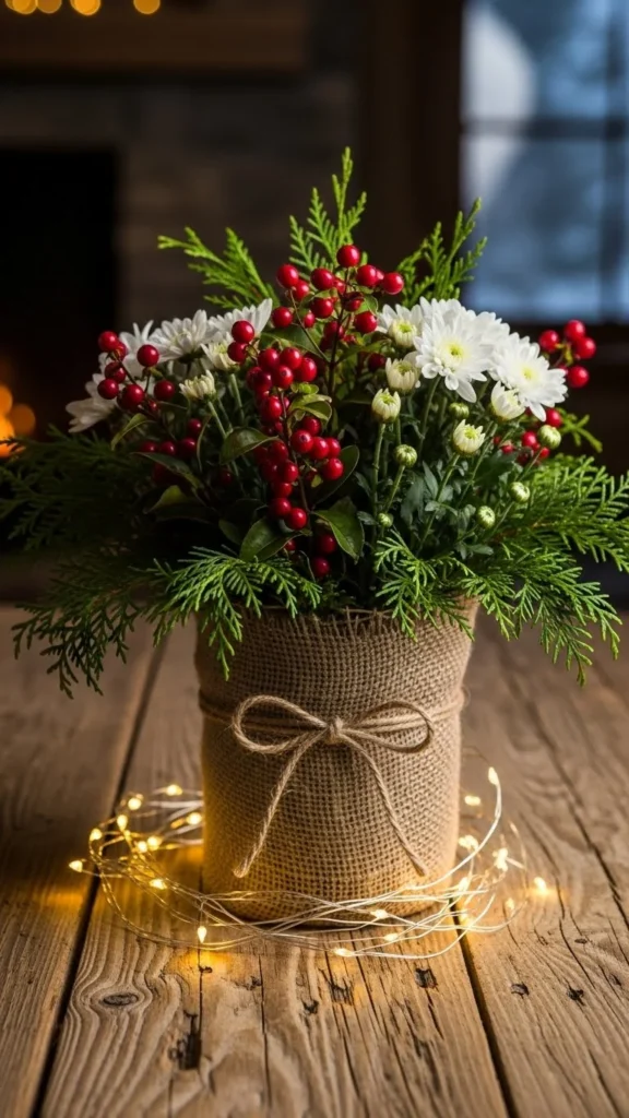  Rustic Burlap Vase Arrangement