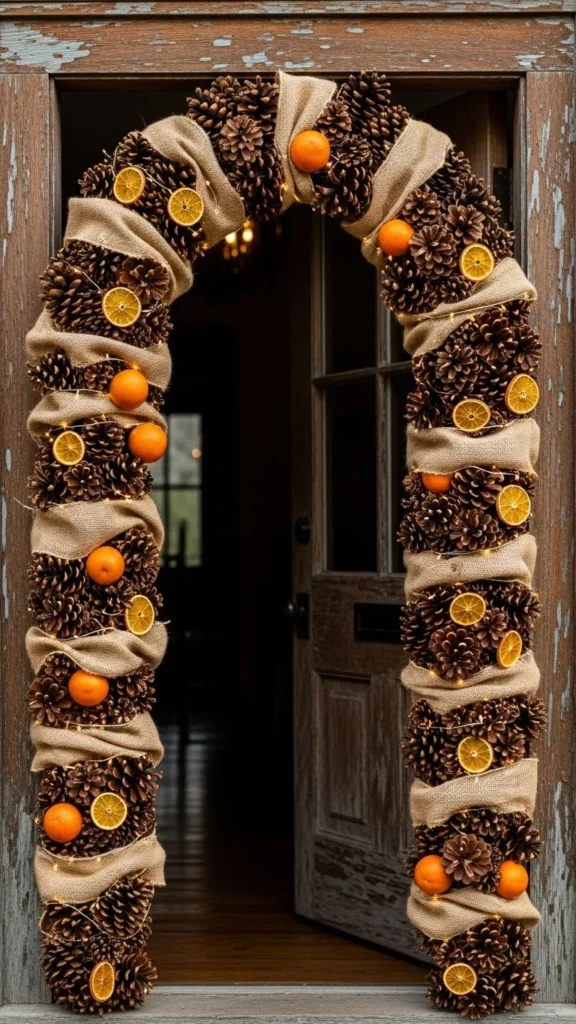 Rustic Pinecone Arch