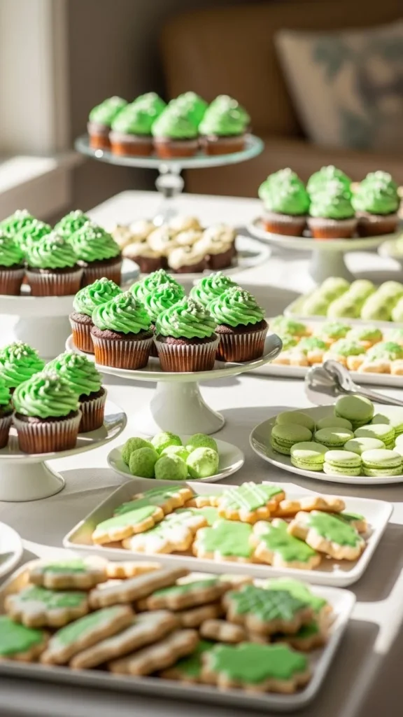 Green Dessert Table Spread