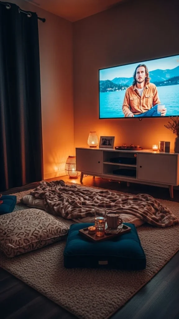 Valentine Movie Night Setup