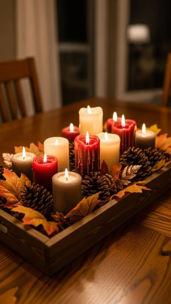 Wooden Tray Candle Centerpiece