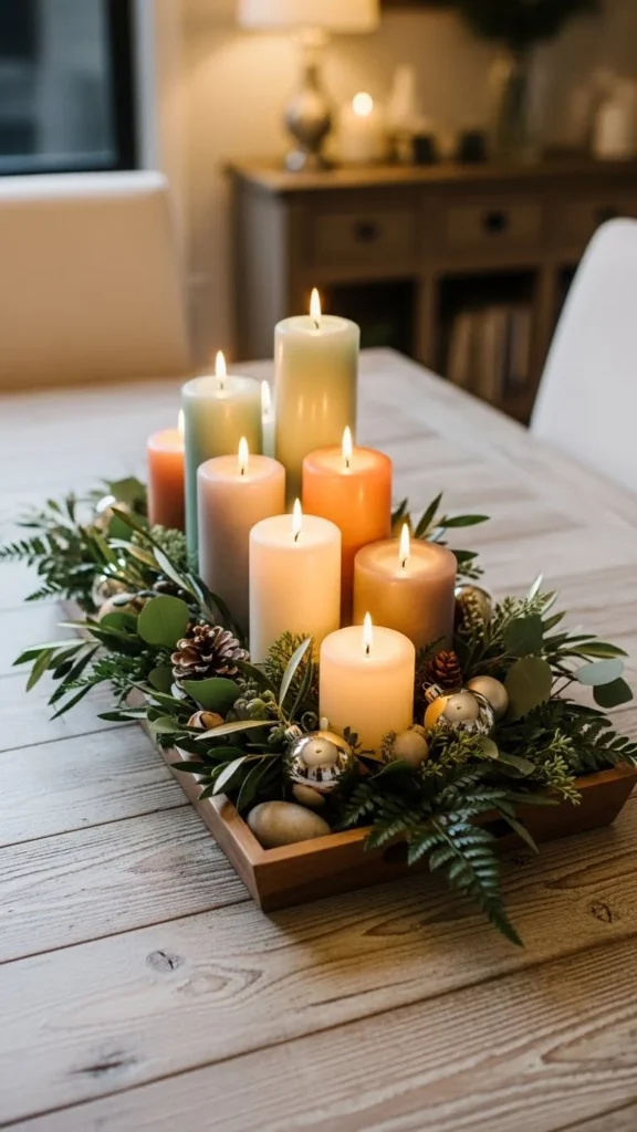 Candle Cluster on a Wooden Tray