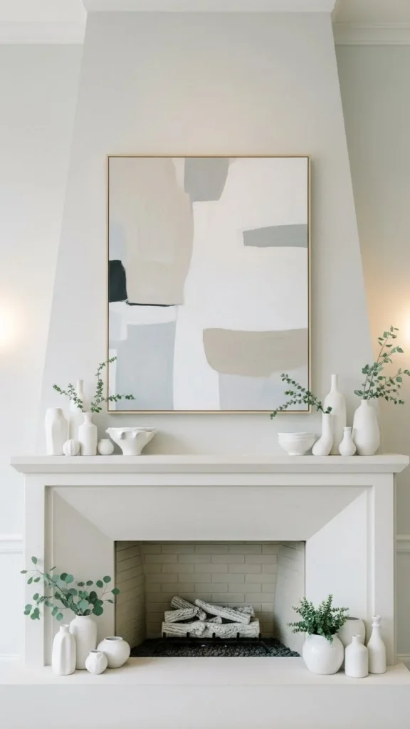 Minimalist White Mantel Styling