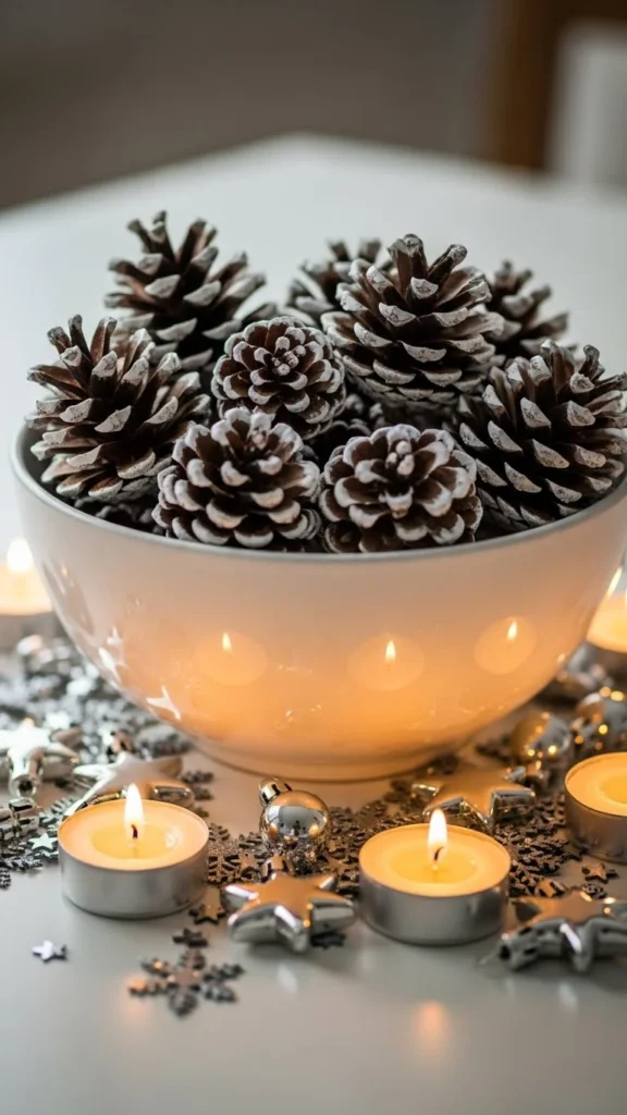Snowy Pinecone Display