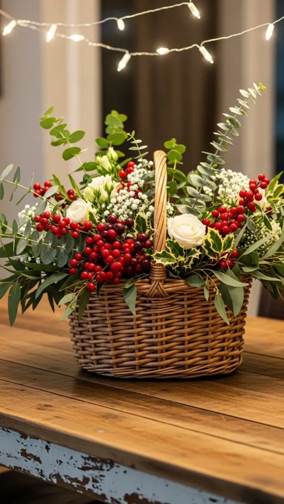 Berry-Heavy Farmhouse Basket Arrangement