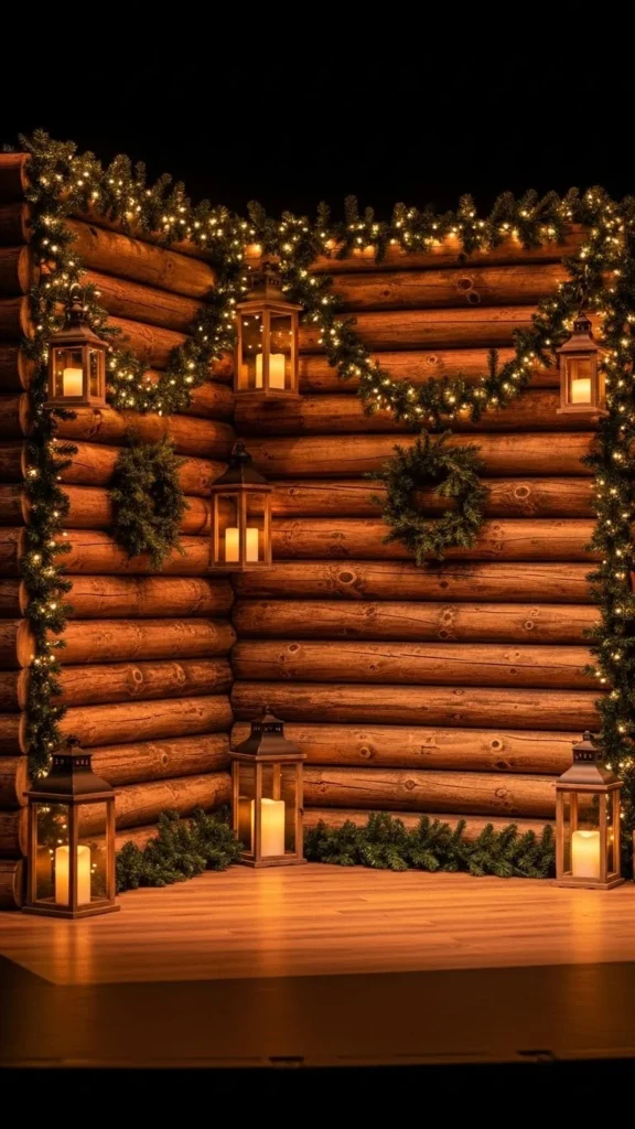 Rustic Cabin Christmas Backdrop