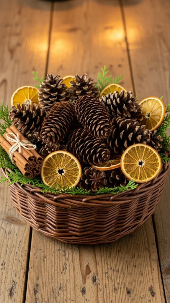 Rustic Pinecone Basket