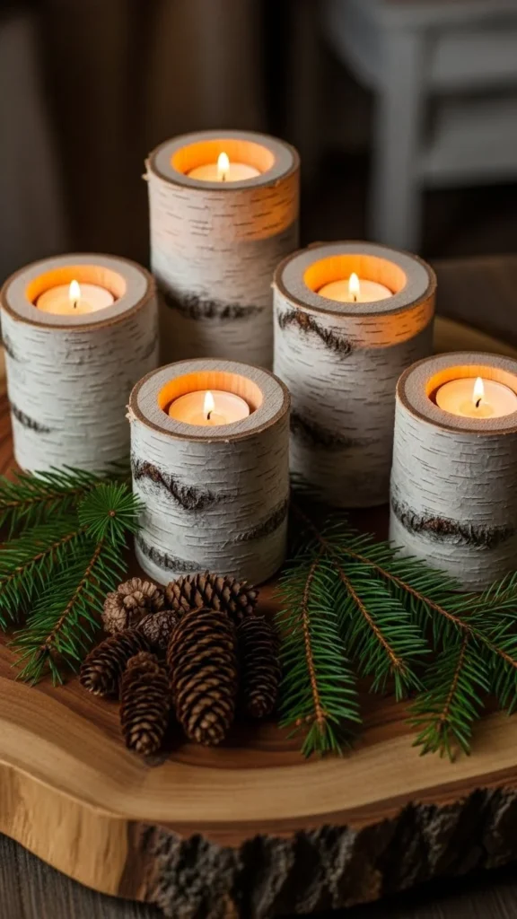 Birch Log Candle Holders